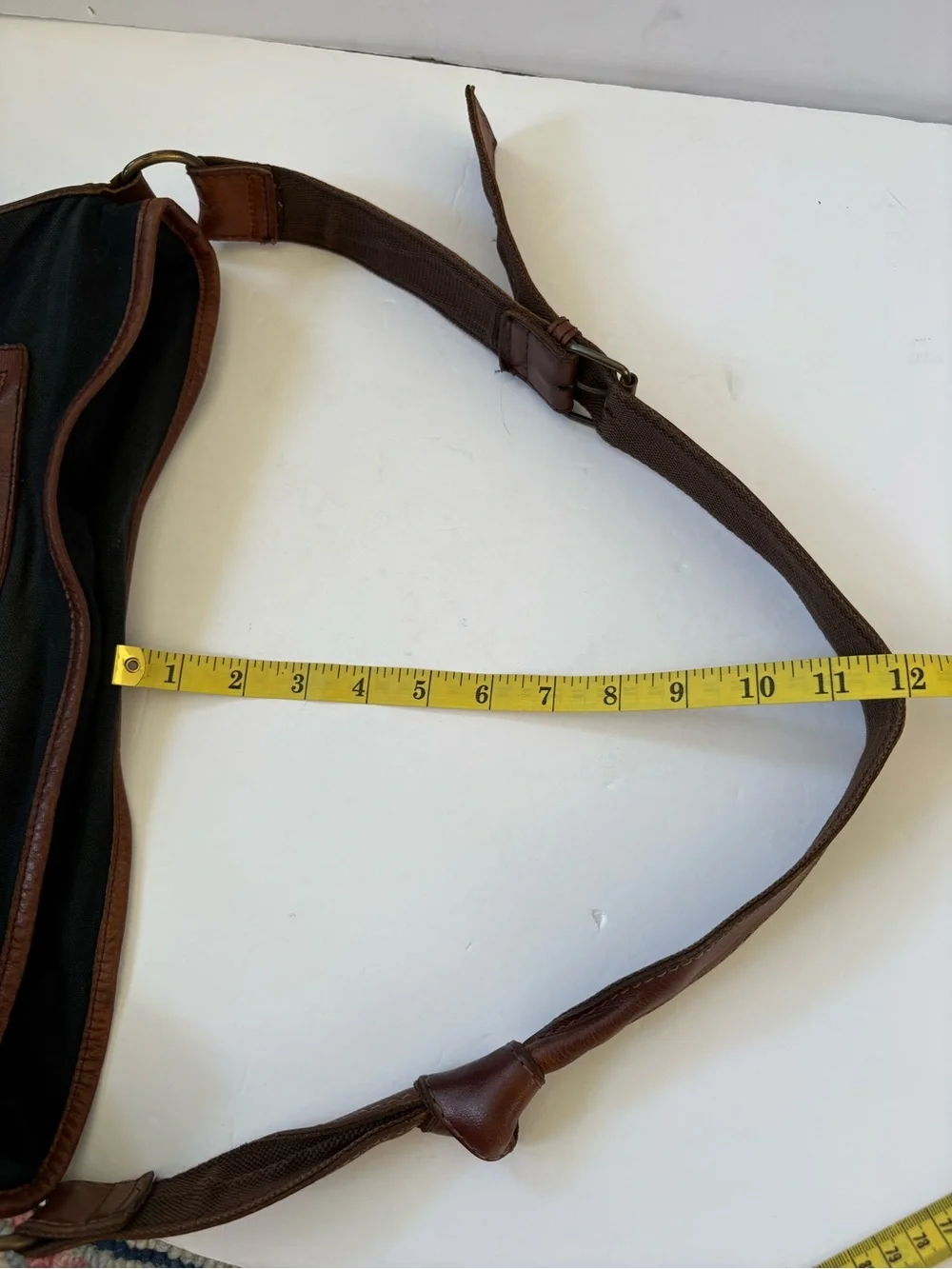 Anthropologie Black Textile Brown Leather Trim Bucket Slouchy Boho Bag Purse